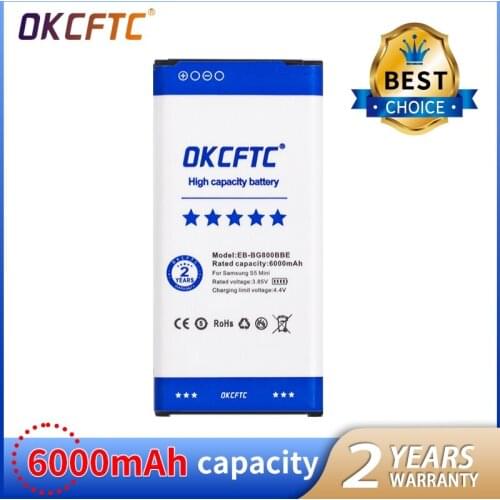 OKCFTC 6000mAh EB-BG800BBE Battery Replacement For Samsung GALAXY S5 mini battery G870 SM-G800F SM-G800H