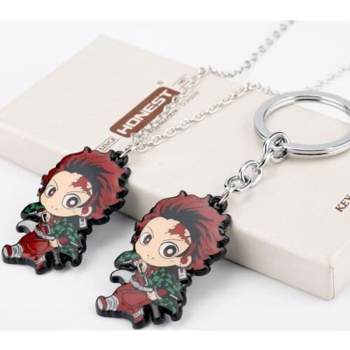 Anime Demon Slayer Series Kamado Nezuko Pendant Necklaces Kimetsu no Yaiba Two-dimensional Game Cartoon Necklaces Gift