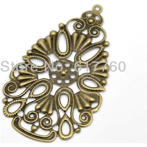 Free shipping-20Pcs Antique Bronze Filigree Drop Pendants/ Connectors DIY Jewelry Findings Connectors 6.8x4cm J0586