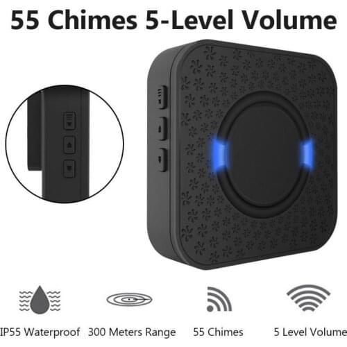 300M Distance Wireless Door Bell Doorbell Waterproof Wall Plug In Loud Chime LED Flash 1+2 US/EU/UK Plug
