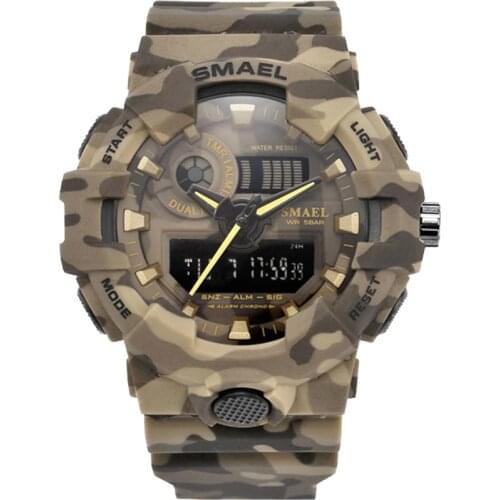 SMAEL Watch 8001 Fashion Camouflage Military Sport Watches Men Led Digital Analog Diaplay Quartz Wristwatches Men Survival Watch