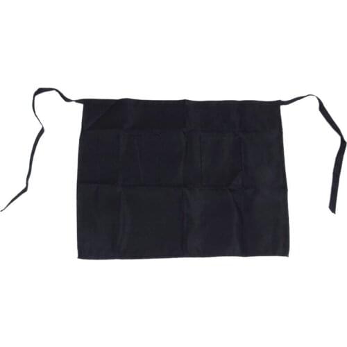 Black Half Apron Ladies Mens Chefs Waiter With 2 Pockets Bar Short Waist Solid