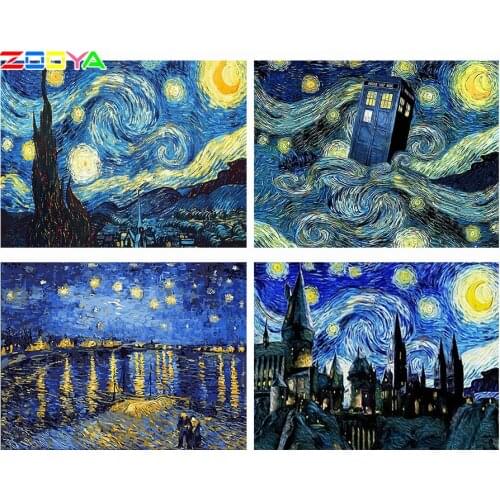 Home Decor Diy 5D Diamond Embroidery Van Gogh Starry Night Diamond Painting Kits Abstract Oil Painting Mosaic Hobby Craft Lx835