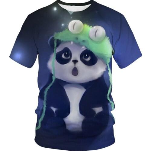 Sell 3D printed animal Giant panda children T shirts summer boys and girls high quality cute color casual short sleeves