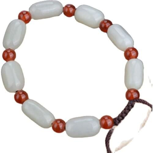 China Hand Engraving Hetian Jade White Jade Handstring