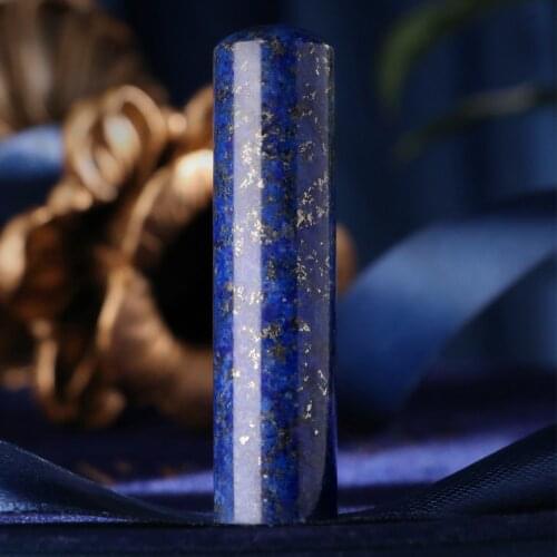 Chinese Traditional Style Lazurite Blue Name Stamp Natural Stone Customize Chinese English Japanese Korean Name Personal Stamps