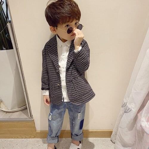 Korea Boys Blazer Jacket Gentleman Kids Violin Dance Show Performence White Jacket Children Formal Wedding Birthday Party Jacket