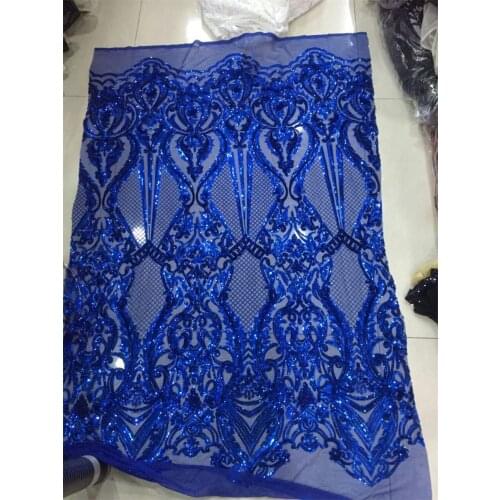 ROYAL BLUE color African sequins lace fabric for party Hot selling African french lace fabric african sequins lace fabric