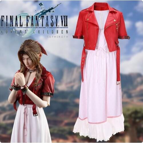 Final Fantasy VII Remake Cosplay Aerith Gainsborough Costume Game FF7 Women Halloween Dress