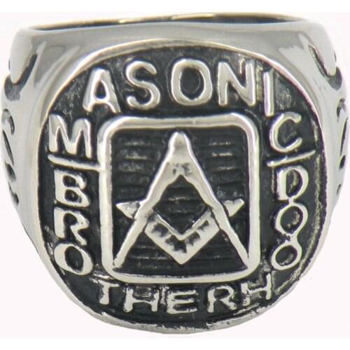 FANSSTEEL Stainless Steel Freemansory Jewelry Master Mason Square and Ruler Mason brotherhood Masonic Ring FSR11W15