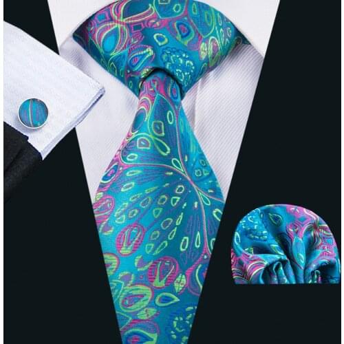 LS-1592 Barry.Wang 2017 Men`s Tie 100% Silk Jacquard Woven Necktie Hanky Cufflinks Sets For Formal Wedding Business Party