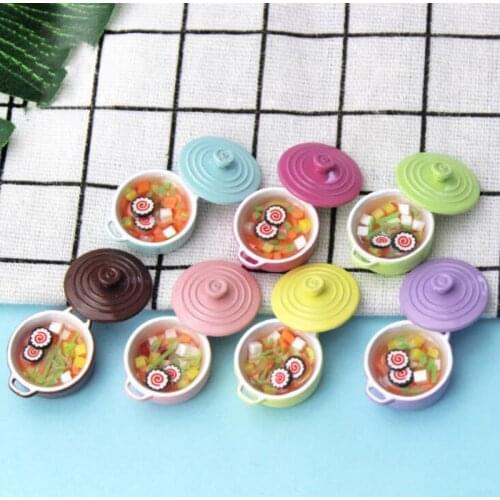 1pcs 1/12 Scale Miniature Dollhouse Candy Color Soup Pot Play Pretend Food for1/6 Doll Kitchen toys