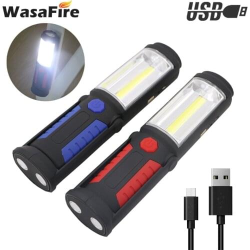 Multifunctional COB LED Worklight Portable Flashlight USB Rechargeable Magnetic Hook Torch Car Inspection Lamp Spotlight