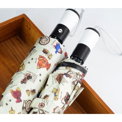 Fashion Cartoon Bear Fully automatic Umbrella Anti-uv 3 folding Sun Rain Umbrella Cute Ted Durable Women Umbrella