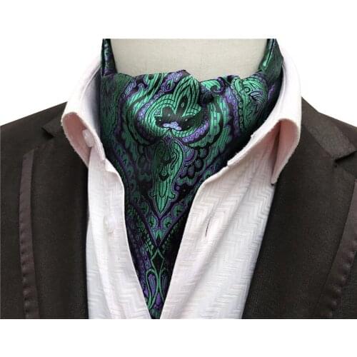 Mens Classy Ascot Unique Green Cravat Neck Ties for Gentlemen
