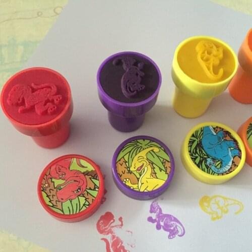 Early Educational DIY Art Crafts Classroom Reward Signet with Dinosaur Pattern Stamper Set Interactive Teaching Props