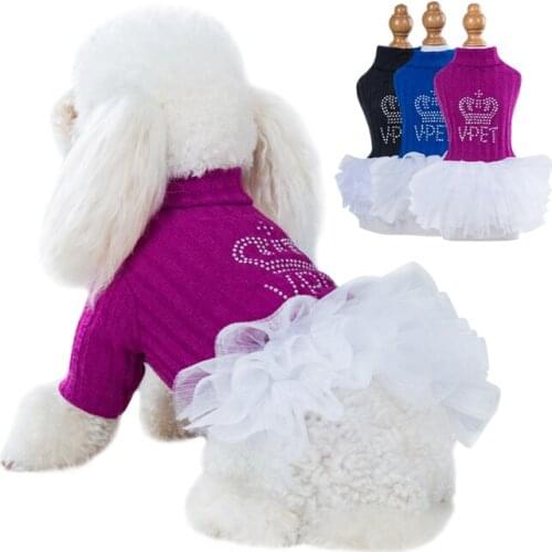 New Wedding Dogs Clothes Autumn Winter Princess Puppy Warm Luxury Pet Puppy Ruffle Dress For Small Dogs Girl Yorkie Chihuahua