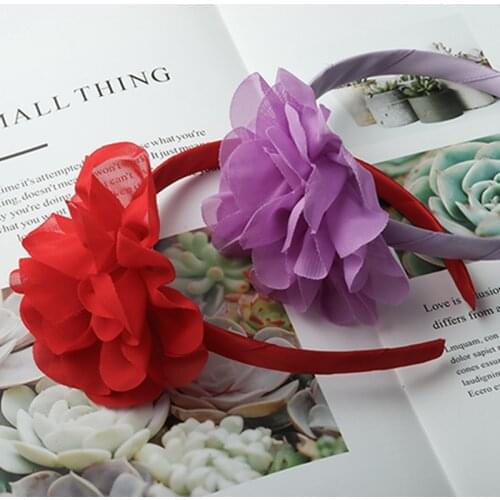1 PCS Cute Handmade Chiffon Flower Toddler Hair Hoop Baby Girl Solid Color Floral Elastic Hairband Infant Headwear Birthday Gift