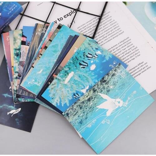 30pcs Vintage Luminous Postcard Glow In The Dark Ocean Greeting Post Card Novelty Xmas Greeting Cards Gift