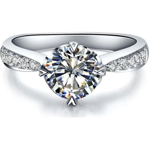 Test Real ! 1CT Moissanite Lab Grown Carbon Prongs Ring for Women Engagement Sterling Silver Moissanite Jewelry Heart Pattern