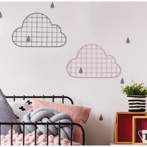 Mesh Storage Frame Manager Metal Mesh Frame Wall Hanging Cloud Girl Heart Modern Style Display Frame Photo Wall 50*32CM