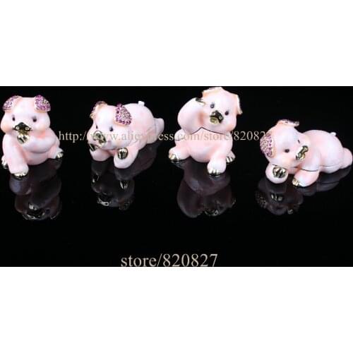 Pig Jewelry Trinket box Bejeweled Figurine Crystal Pig Jewelry Jewelry Trinket Box Enamel Pig Trinket Gift Display Box