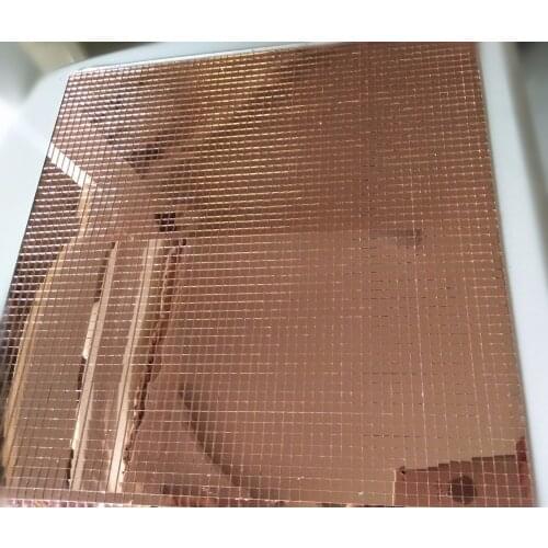 Glass Mosaic Tile ,Mini Square Glass Mosaic Mirror Sheet Real Glass Self-Adhesive ,Light Rose Gold Mirror Glass Crafts