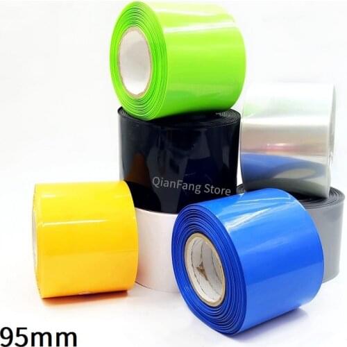 PVC Heat Shrink Tube 95mm Width Blue Multicolor Shrinkable Cable Sleeve Sheath Pack Cover for 18650 Lithium Battery Film Wrap
