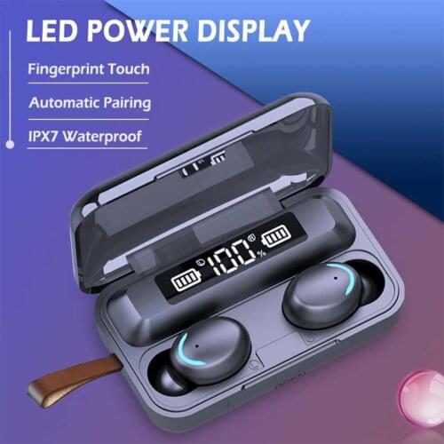 TWS Bluetooth 5.0 Earphones 1200mAh Charging Box Wireless Headphone F9 Stereo Sports Waterproof Earbuds Headsets With Microphone