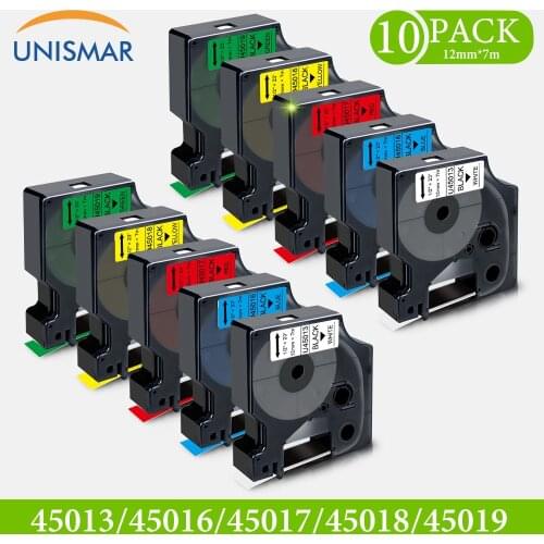 Unismar 10PCS Mixed Set 12mm D1 Tape Compatible Dymo Label Tape 45013 45010 45018 for Dymo Label Manager LM160 280 Label Maker