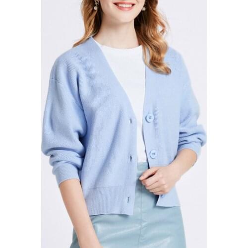 V-neck Knit Womens Sweater Long Sleeve Loose Autumn Winter Casual Cardigan For Women Drop Shoulder Lazy Style Thick Lady Coat