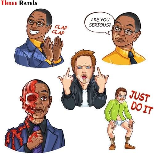 Three Ratels B272 Funny Breaking Bad Cartoon Role Stickers For Laptop Luggage Skateboard Decoration Vinyl Waterproof Decals