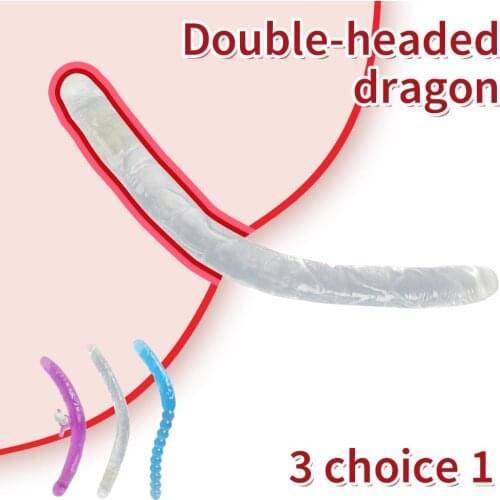 Female Dildos Double Penis Double tongue vibration massage stimulation With penis pull bead vibration three in one function