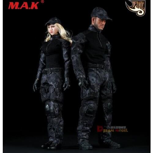 1/6 Female/Male Black Python Camouflage Uniforms Clothing Suits for 12 inches Figure Accessory