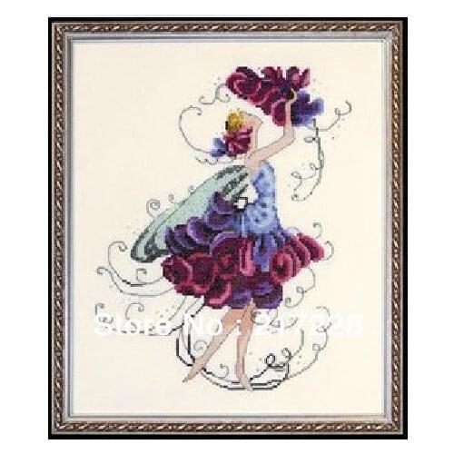 14CT Pea Flower Fairy Cross Stitch Set Kit 35*45cm FREE shipping CS-075WM