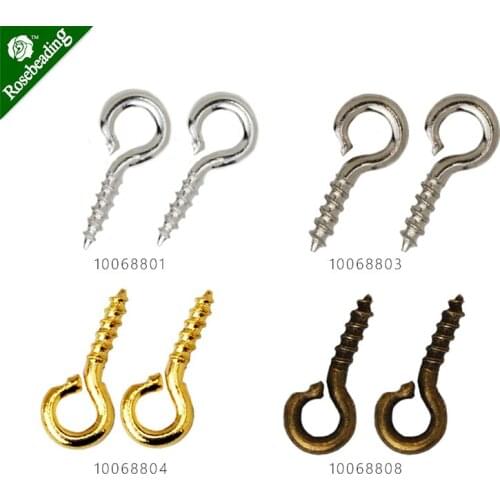 200pcs 4*8mm metal Screw Eye Pins Eye Hook, Screw Hook Bails-100688