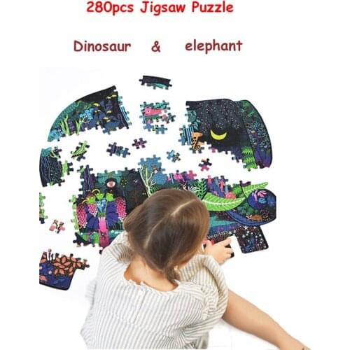 280pcs Jigsaw Puzzle Building Blocks Childrens Intelligence Dinosaur Elephant Puzzle Paper Early Education Children Toys Gifts
