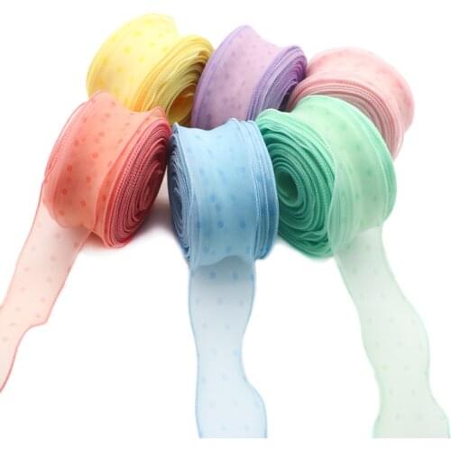 35 Yards 50MM Dot Wave Printing Ribbon Roll Organza Tape For Needlework DIY Hair Bow Making Wedding Party Decorative Gift 202107
