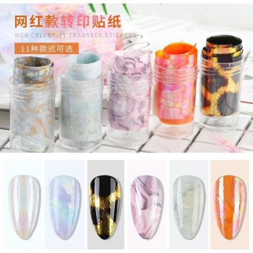 4x50cm/Box Nail Foils Marble AB Color Series Pink Blue Foils Paper Nail Art Transfer Sticker Slide Nails Art Decal Accessories