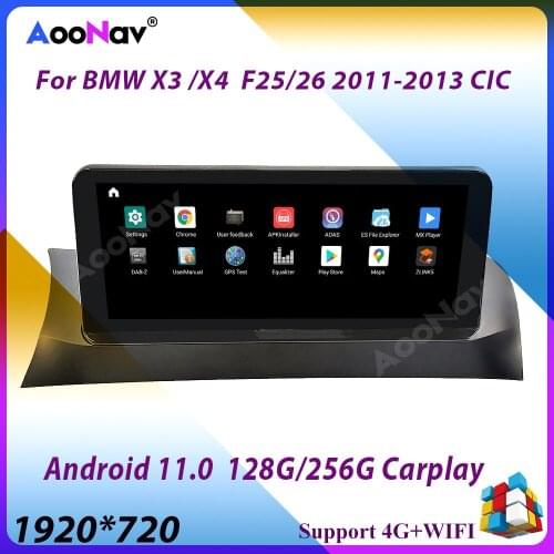 8 Core Car Stereo Multimedia Player For BMW X3 X4 F25 26 2011-2013 CIC Carplay 1920*720 GPS Android 11.0 Touch Screen