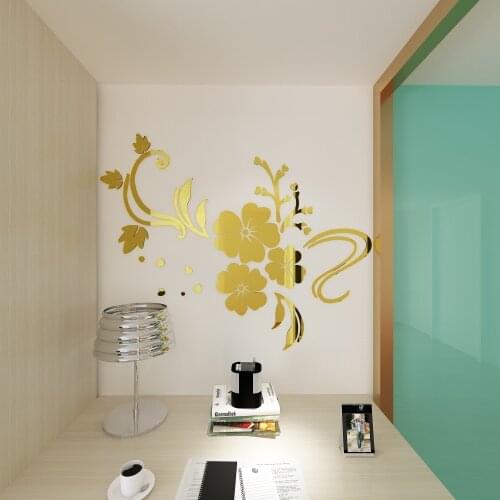 Acrylic Wall paste Crystal Stereo Interior Creative Wall Decoration Flower rattan Mirror Wall paste Home Decoration