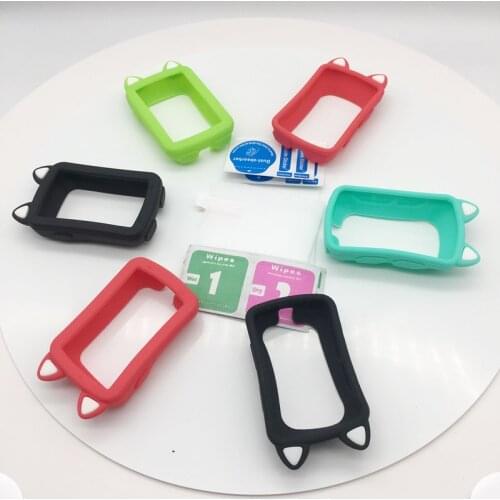 For Garmin Edge 520 520plus 820 computer Silicone Rubber Protect Case with tempered Screen Film Protector cartoon cute cat case