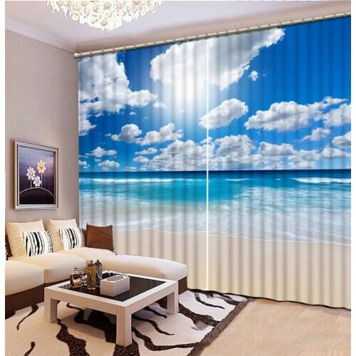 Fashion Customized white clound and blue sky custom curtain decorations for curtains