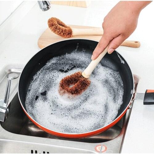 Wood Brush Clean Up Pot Scourer Cookware Small Items Scrubber Useful Household Accessories Eco Products For Home and Kitchen