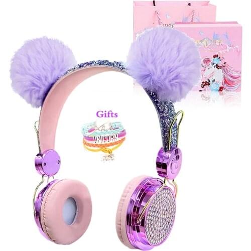 Unicorn Bluetooth 5.0 Kids Headphone With Mic Cute Cosque Girls Music Helmet Laptop Cascos Phone Gaming Headset Children Gifts