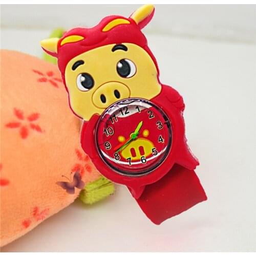 Children Watch snap Cartoon New Years pig Kid baby Girls Boys Gift Student Clock Slap hand Wristwatch Child Watches Kids Watch