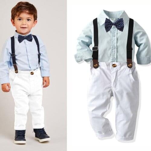 Gentleman Autumn 2020 Clothes Suit Baby Boys Wedding Party Kids Boy Clothing Belt Pants+t-shirt High Quality Boys Outfits Suit