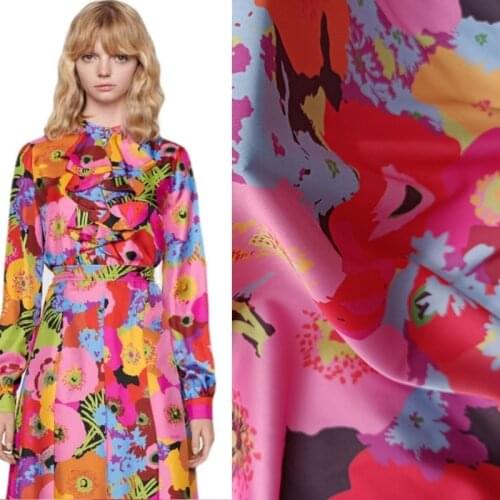 G Brand Floral Satin Printed Polyester Fabric for Dress Spring and Summer Fashion Haute Couture Cloth Material Alibaba Express