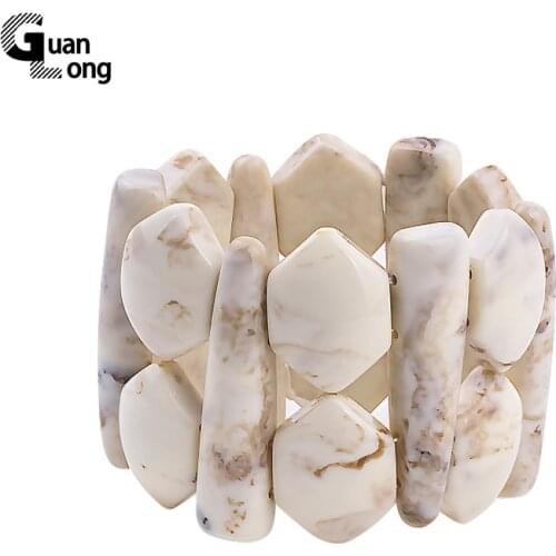 GuanLong Geometric Irregular Stretch Wide Resin Bangles Bracelets Puseiras Jewelry For Drop Shipping Wholesale