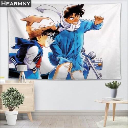 HEARMNY Detective Conan Background Fabric Valance Tapestry Wall Hanging Bedroom Living Room Blanket Yoga Beach Towel Tablecloth
